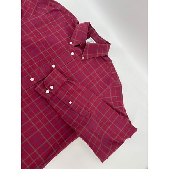 Brooks Brothers Other - Brooks Brothers Regent Fit Non-Iron Cotton Check Shirt Mens Medium Burgundy Red